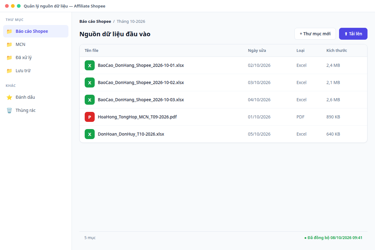 Platform report files and a commission summary email